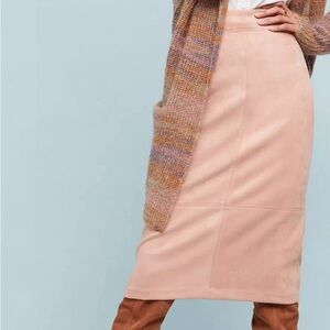 Anthropologie Faux Suede Midi Skirt